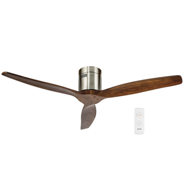 Solid Wood Ceiling Fan - Satin Nickel & Walnut/ Matte White